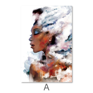 Clouded Woman Canvas Art A / 40 x 50cm / Standard Gallery Wrap Clock Canvas