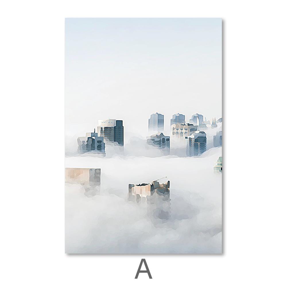 Cloudy City Canvas Art A / 40 x 50cm / No Board - Canvas Print Only Clock Canvas