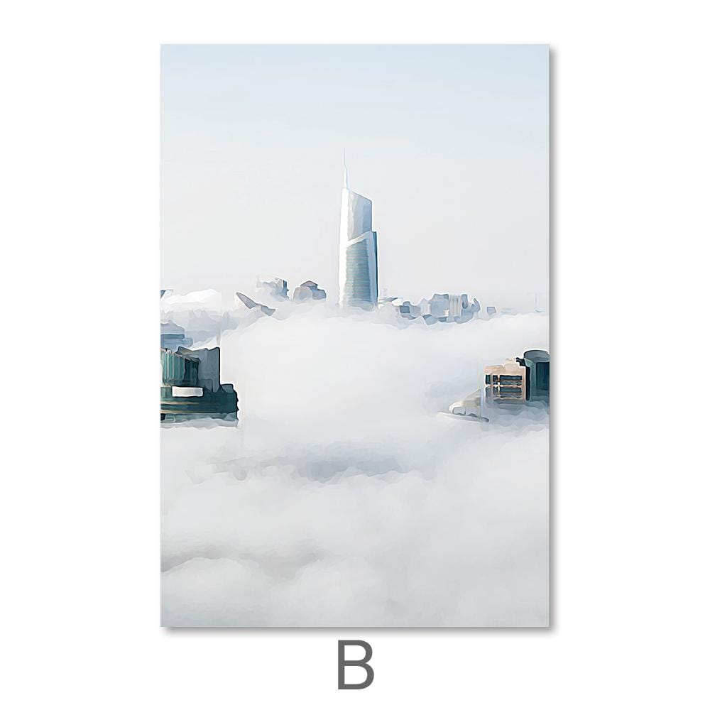 Cloudy City Canvas Art B / 40 x 50cm / No Board - Canvas Print Only Clock Canvas
