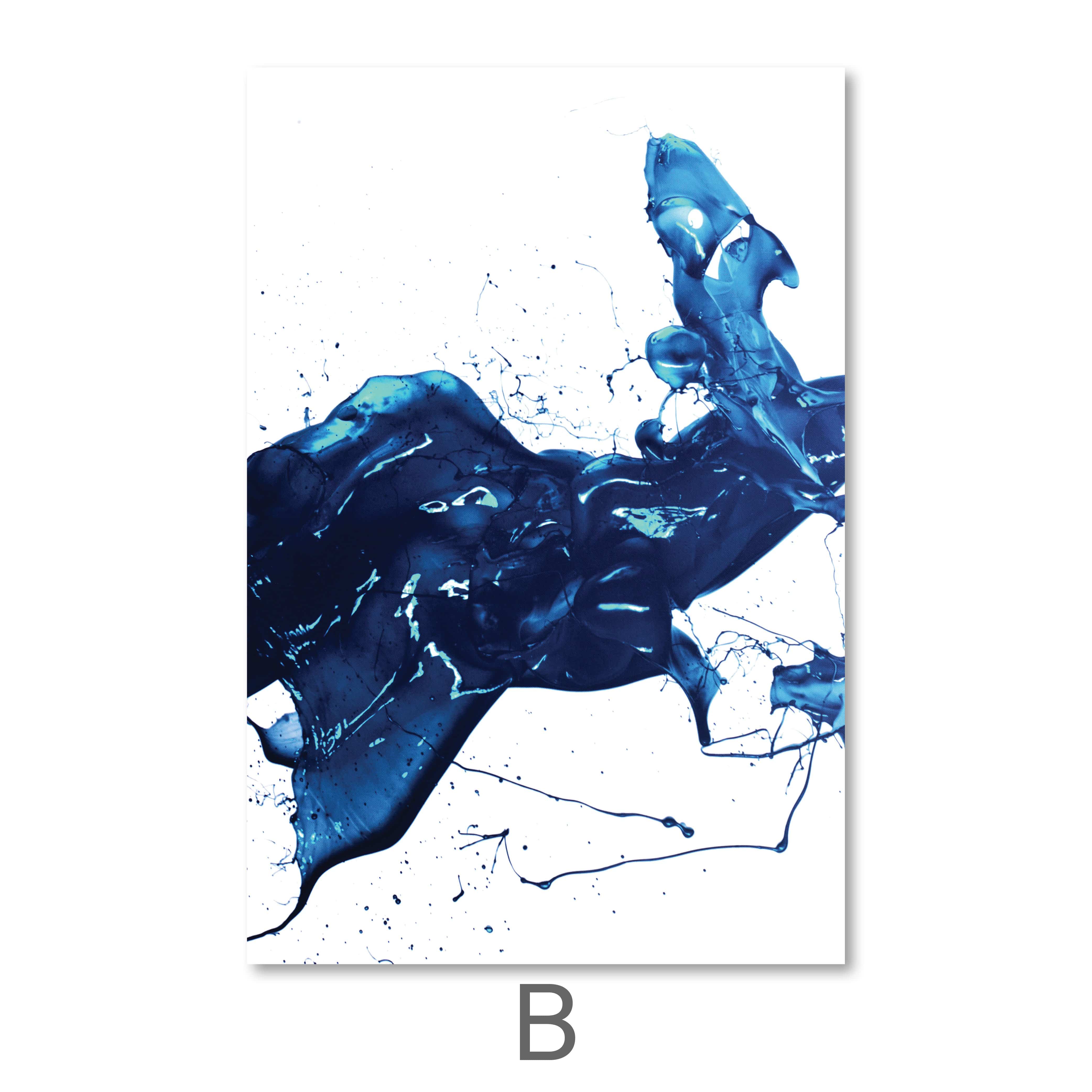 Cobalt Splash Canvas Art B / 40 x 60cm / Unframed Canvas Print Clock Canvas