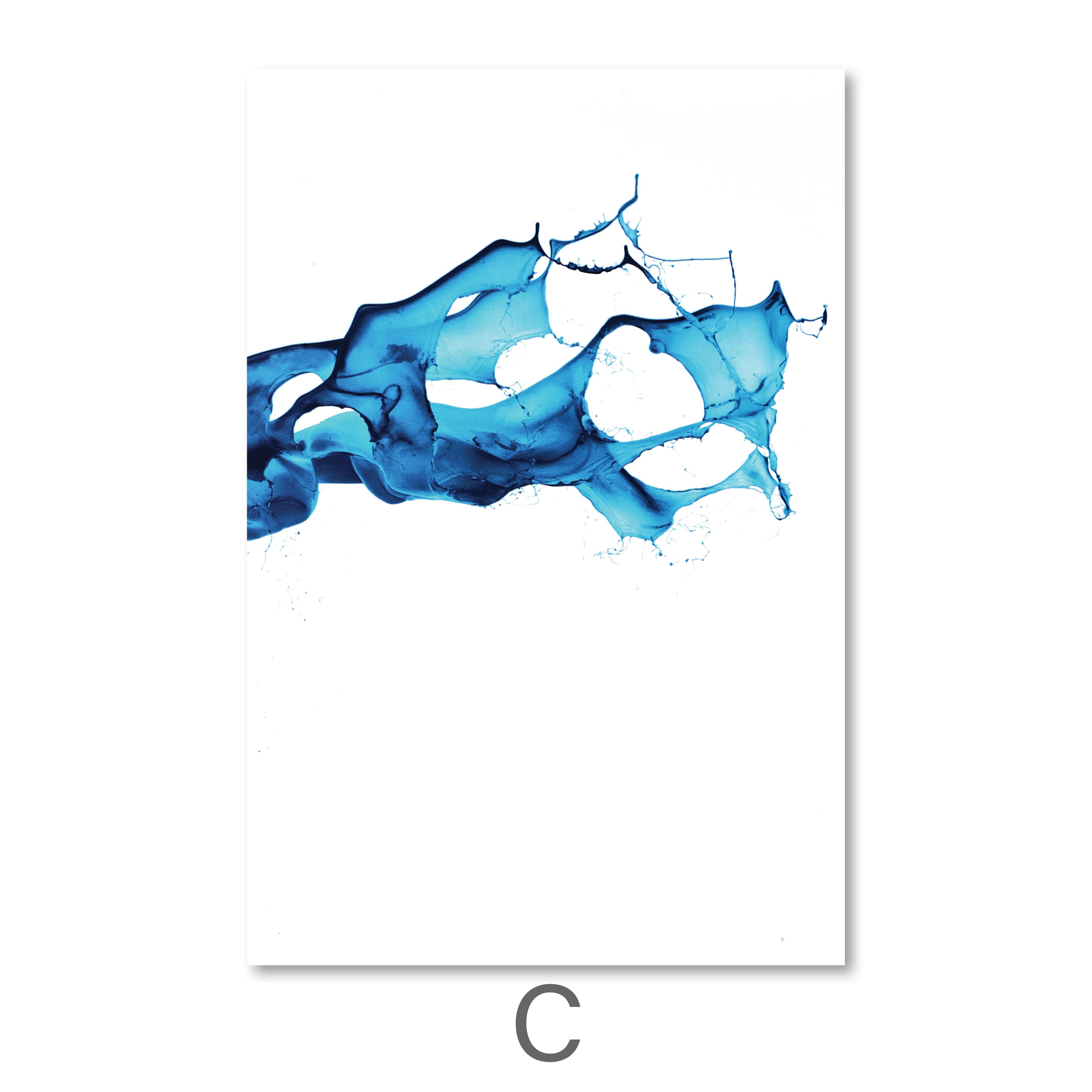 Cobalt Splash Canvas Art C / 40 x 60cm / Unframed Canvas Print Clock Canvas