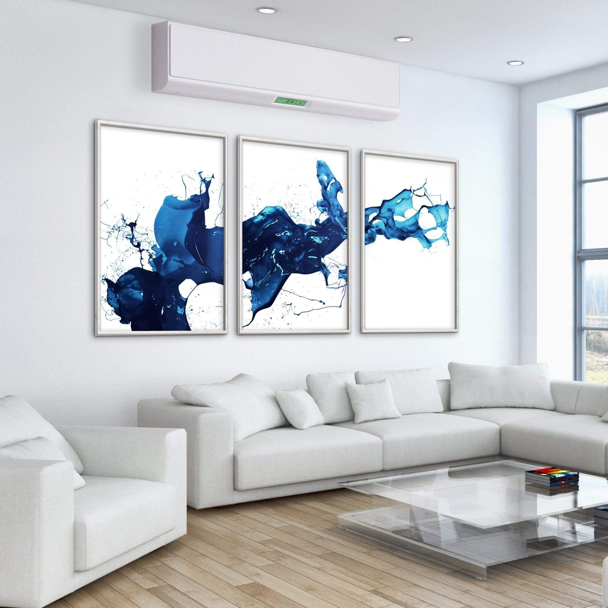 Cobalt Splash Canvas Art Clock Canvas
