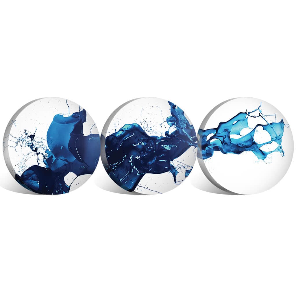 Cobalt Splash Canvas - Circle Art Clock Canvas