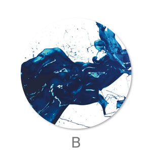 Cobalt Splash - Circle Canvas Art B / 40 x 40cm / Standard Gallery Wrap Clock Canvas