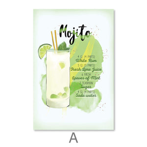 Cocktail Recipes Canvas Art Clock Canvas