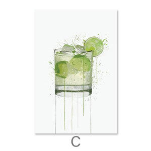 Cocktails Canvas Art C / 30 x 45cm / Unframed Canvas Print Clock Canvas