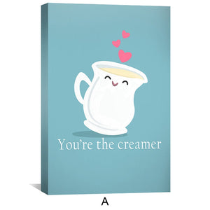 Coffee and Cream Love Canvas Art Clock Canvas