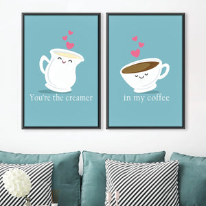 Coffee and Cream Love Canvas Art Clock Canvas