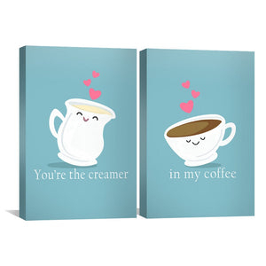 Coffee and Cream Love Canvas Art Clock Canvas