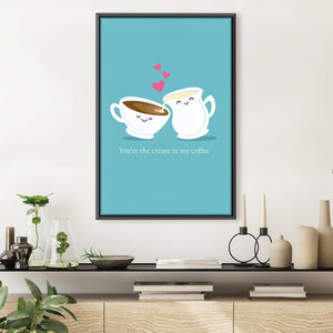 Coffee and Cream Love Canvas Art Clock Canvas