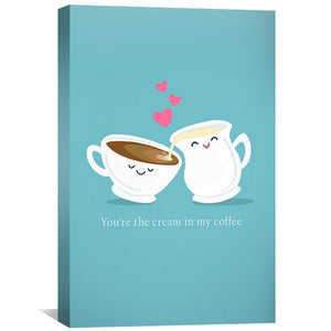 Coffee and Cream Love Canvas Art Clock Canvas
