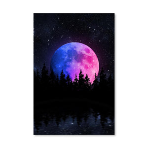 Color Moon Horizon Canvas Art Clock Canvas