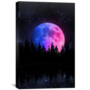Color Moon Horizon Canvas Art 30 x 45cm / Unframed Canvas Print Clock Canvas