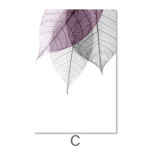 Color Splash Leaf Canvas Art C / 40 x 60cm / Unframed Canvas Print Clock Canvas