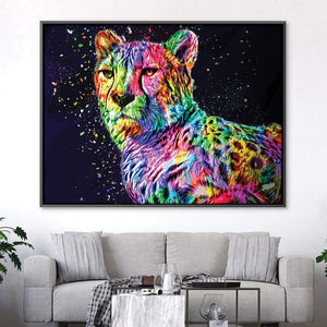 Colored Leopard Canvas Art Clock Canvas