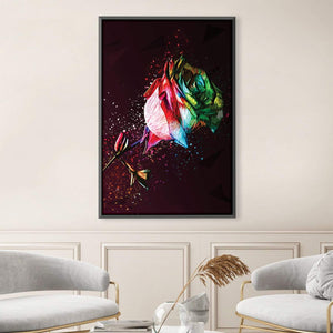 Colored Rose Canvas Art Clock Canvas