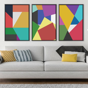Colorful Geo Canvas Art Clock Canvas