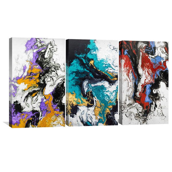 Colorful Smoke Canvas Art Set of 3 / 30 x 45cm / Unframed Canvas Print Clock Canvas
