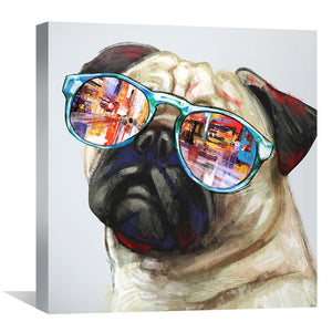 Cool Pug Canvas Art Clock Canvas