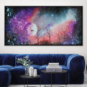 Coral Amethyst Evening Canvas Art 50 x 25cm / Unframed Canvas Print Clock Canvas