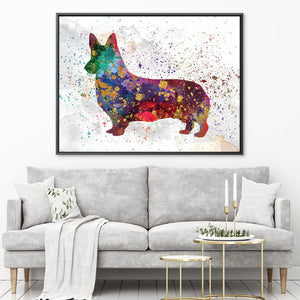Corgi Splatter Canvas Art 45 x 30cm / Unframed Canvas Print Clock Canvas
