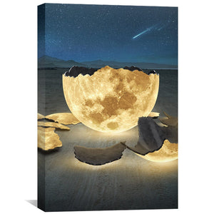 Cracked Moon Canvas Art Clock Canvas