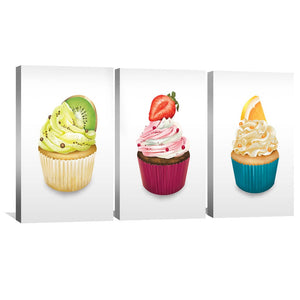 Cupcake Delicacies Canvas Art Set of 3 / 30 x 45cm / Unframed Canvas Print Clock Canvas