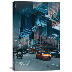 D-Upsidedown City Canvas Art Clock Canvas