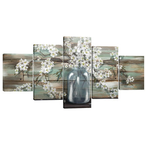 Daisy Vase Canvas - 5 Panel Art Clock Canvas