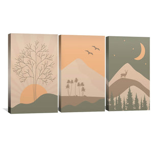 Day Night Light Canvas Art Set of 3 / 30 x 45cm / Unframed Canvas Print Clock Canvas