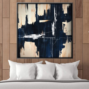 Deep Blue Abstract Canvas Art Clock Canvas