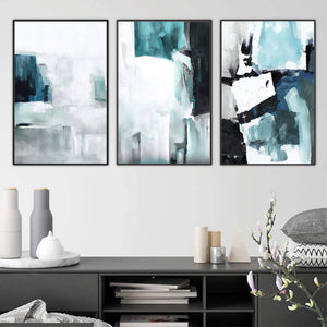 Deep Pacific Canvas Art Set of 3 / 40 x 60cm / Unframed Canvas Print Clock Canvas