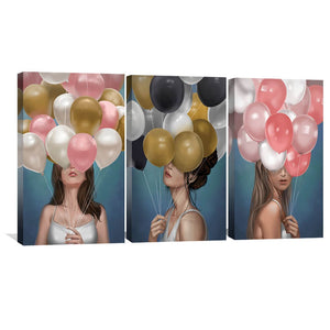 Delicate Woman Canvas Art Set of 3 / 30 x 45cm / Unframed Canvas Print Clock Canvas