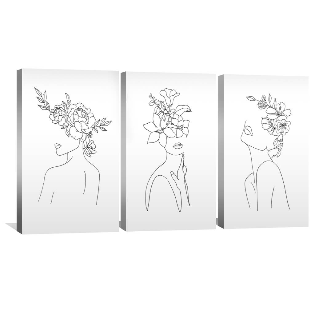 Desired Beauty Canvas Art Set of 3 / 30 x 45cm / Unframed Canvas Print Clock Canvas