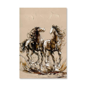 Deux Chevaux Oil Painting Oil Clock Canvas