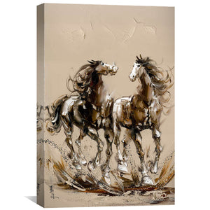 Deux Chevaux Oil Painting Oil Clock Canvas