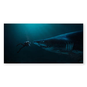 Diver and Shark Canvas Art Clock Canvas