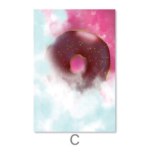 Doughnut Heaven Canvas Art C / 30 x 45cm / Unframed Canvas Print Clock Canvas