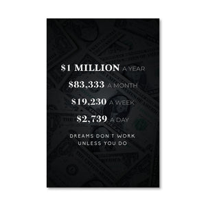 Dreams Don't Work 12 x 18 / Standard Gallery Wrap Clock Canvas