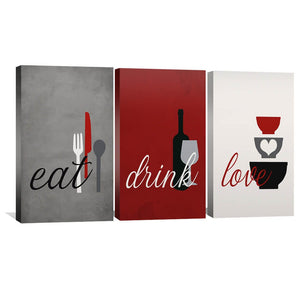 Eat Drink Love Canvas Art Clock Canvas