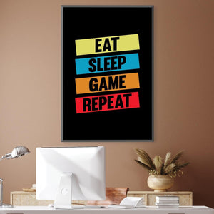 Eat Sleep Game Canvas Art Clock Canvas