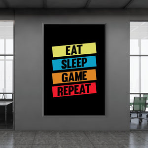 Eat Sleep Game Clock Canvas