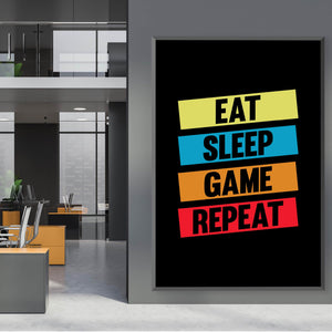 Eat Sleep Game Clock Canvas