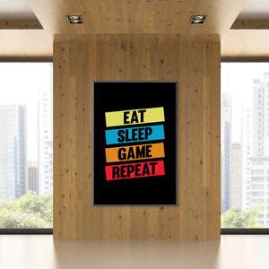 Eat Sleep Game Clock Canvas