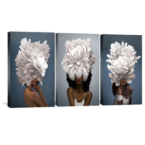 Elegant Woman Canvas Art Set of 3 / 60 x 90cm / Standard Gallery Wrap Clock Canvas