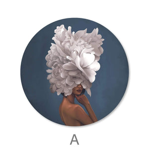 Elegant Woman - Circle Canvas Art A / 40 x 40cm / Standard Gallery Wrap Clock Canvas