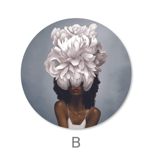 Elegant Woman - Circle Canvas Art B / 40 x 40cm / Standard Gallery Wrap Clock Canvas