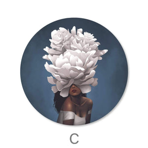 Elegant Woman - Circle Canvas Art C / 40 x 40cm / Standard Gallery Wrap Clock Canvas