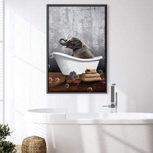 Elephant Bath Canvas Art Clock Canvas