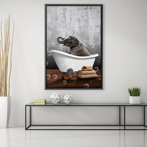 Elephant Bath Canvas Art Clock Canvas